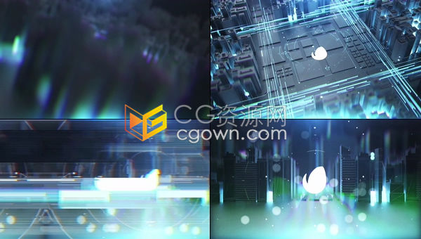 高科技3d城市环境发光交通线史诗数字城市标志LOGO动画-AE模板