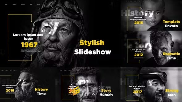 AE模板-故障效果历史人物介绍摄影作品展示纪录片开场白