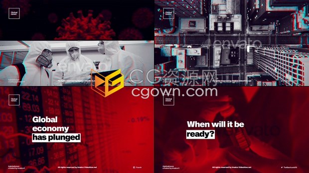 COVID-19相关新闻公告介绍新型冠状病毒肺炎公共卫生宣传视频片头-AE模板下载