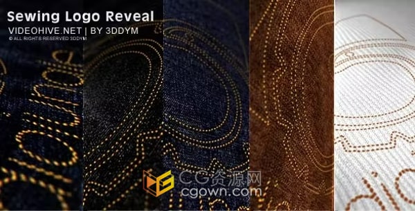 AE模板-独特工业风3D动画布料缝纫标志显示Sewing Logo Reveal