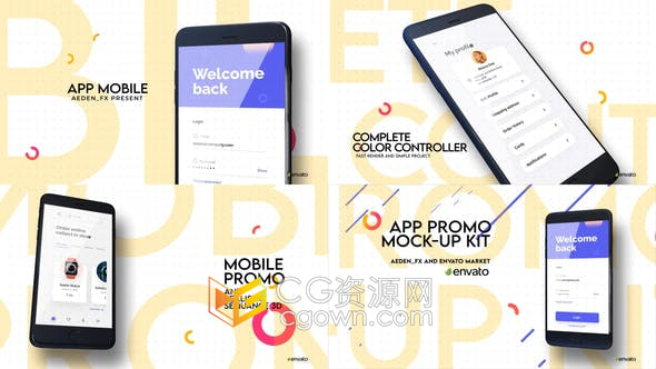 AE模板-App Promo手机应用软件介绍宣传视频展示UI设计图片动画