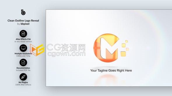 4K分辨率轮廓生长动画明亮LOGO效果宣传视频片头制作-AE模板下载