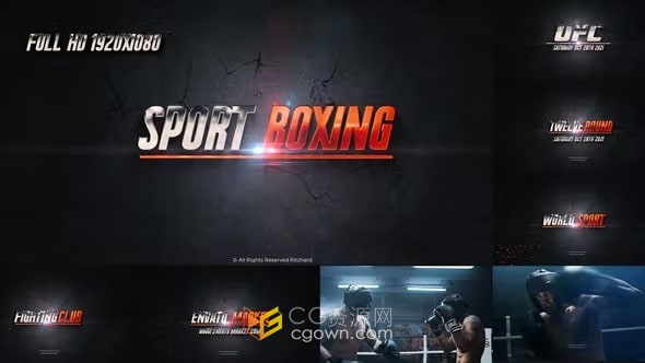 AE模板-综合格斗搏击战斗运动预告片体育赛事开场白