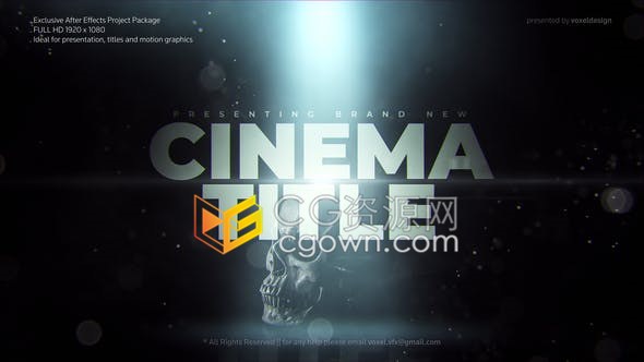 电影预告片制作AE模板下载射灯光效文字标题动画效果视频