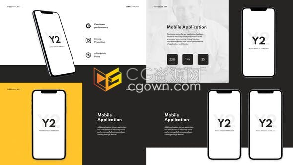 13种动画场景iPhone11ProMax样机应用程序网站服务UI/UX设计演示视频-AE模板下载