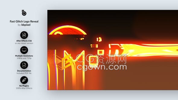 屏幕撕裂闪烁视频错误噪声毛刺高科技失真LOGO动画视频片头-AE模板下载
