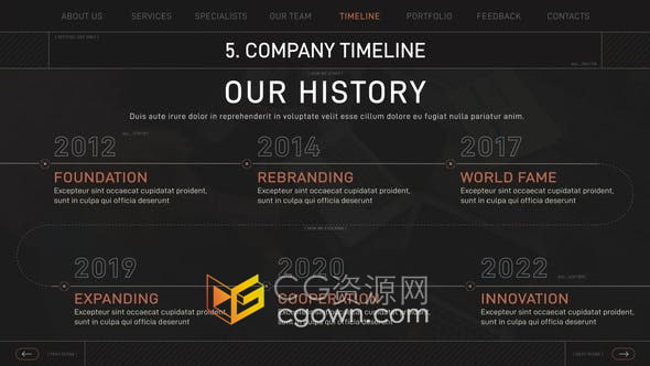 AE模板-时间轴介绍优雅线条动画公司商业现代企业宣传视频