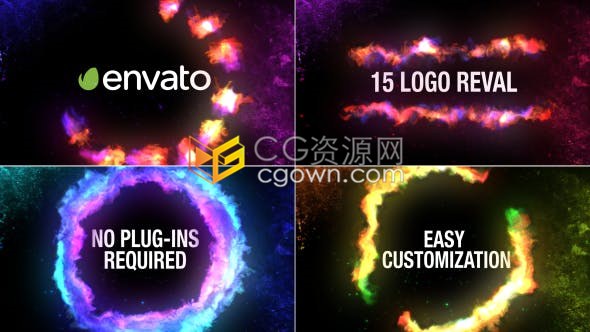 15种能量光线粒子动画效果演绎LOGO视频片头制作工程-AE模板下载