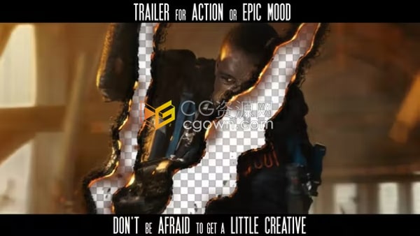 AE模板-震撼史诗动作电影视频预告片划痕粉碎燃烧过渡效果标题动画