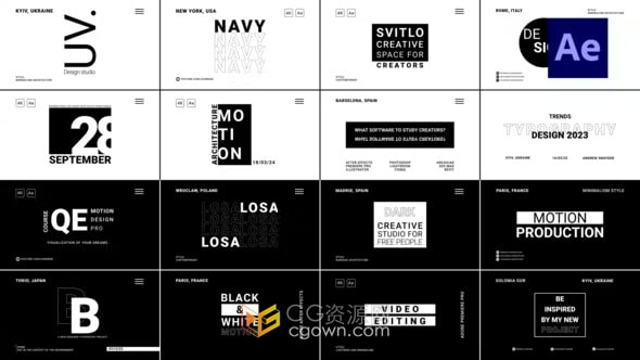 Rhythm Black Titles 16组动态节奏动画文字标题排版AE模板