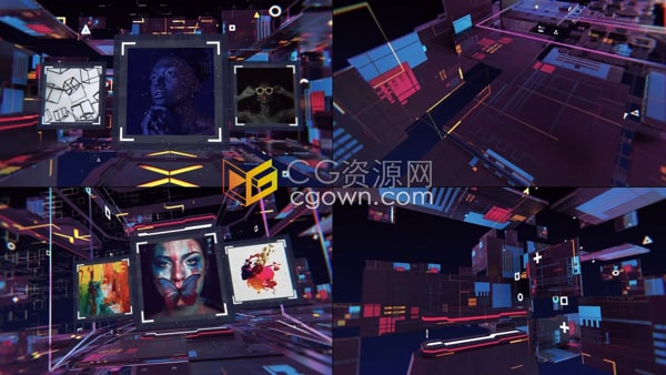 AE模板-数字艺术展示虚拟照片幻灯片3D网络技术全息科技宣传片