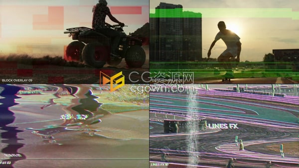 AE模板-150多种故障特效和叠加元素画面适用任何分辨率和纵横比