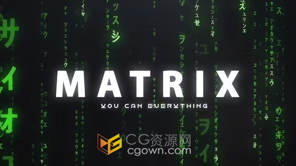 AE模板-数字雨代码矩阵技术LOGO片头动画展示