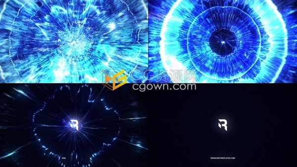 4K分辨率冲击波光线粒子特效LOGO动画片头视频AE模板