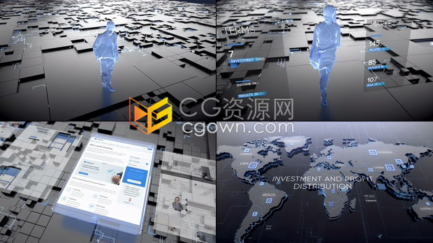 高科技数字数据3D场景介绍互联网信息创新企业宣传片视频制作-AE模板下载