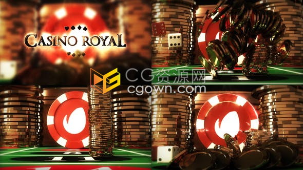 赌场筹码元素动画制作LOGO视频片头效果-AE模板下载