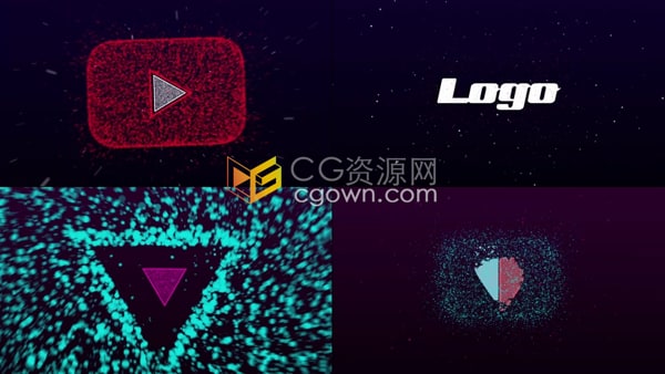 Youtube播放图标粒子动画LOGO视频片头-AE模板免费下载
