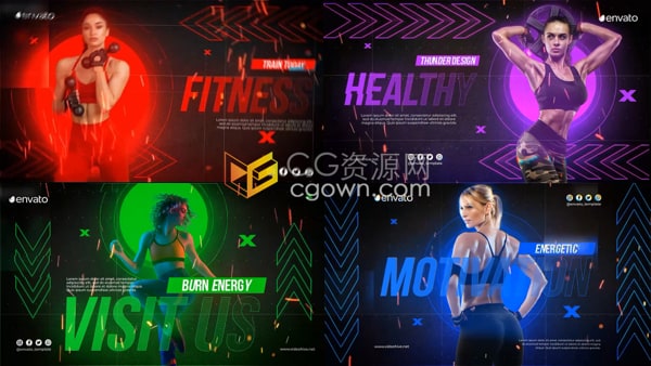 体育运动能量健身项目介绍燃烧火爆火花特效视频宣传片头-AE模板