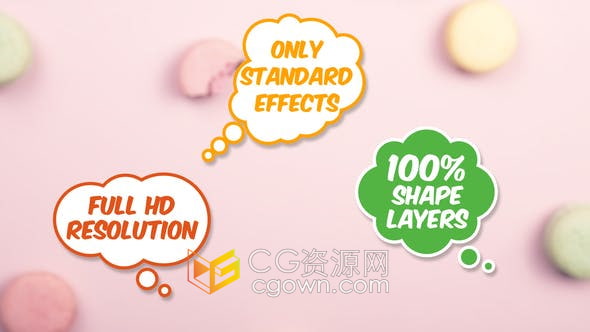 AE模板卡通气球泡泡对话漫画儿童视频字幕文字标题动画