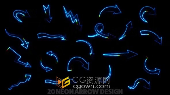 20种不同的霓虹灯箭头动画免费AE模板下载