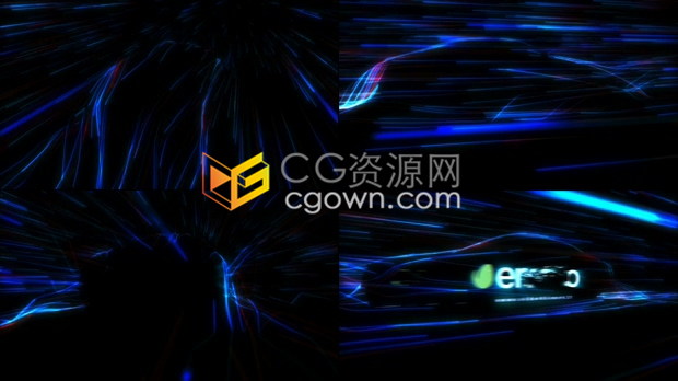 汽车评测Vlog视频片头快速车形状光线拖影LOGO动画介绍片头-AE模板下载