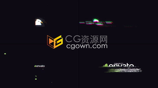 Glitch效果LOGO片头制作AE模板下载抽象损坏数字失真动态故障视频动画