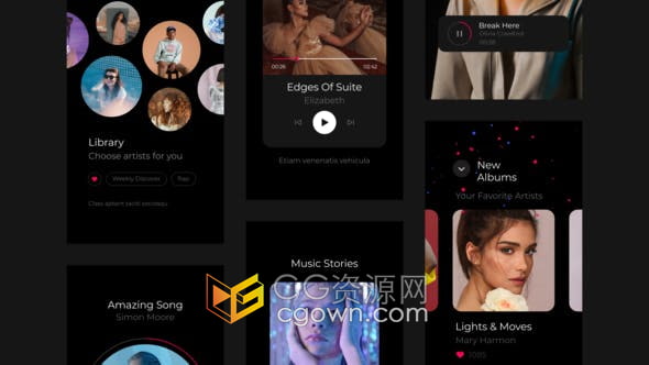 AE模板-社交媒体播客音乐界面设计动画短视频介绍