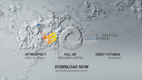 表面浮雕变化地貌效果动画抽象故障特效宣传视频片头制作工程-AE模板下载
