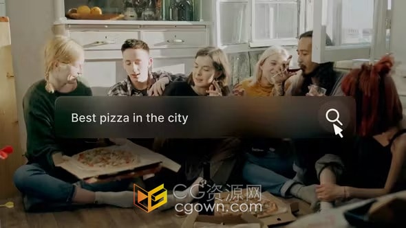 AE模板-磨砂半透明玻璃材质搜索栏LOGO展示动画