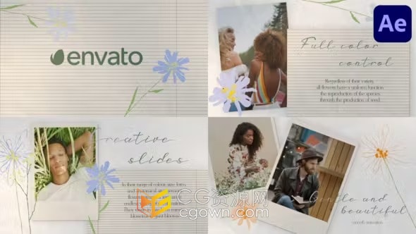 记事本样式创意纸质幻灯片适合时装艺术展示营销宣传-AE模板