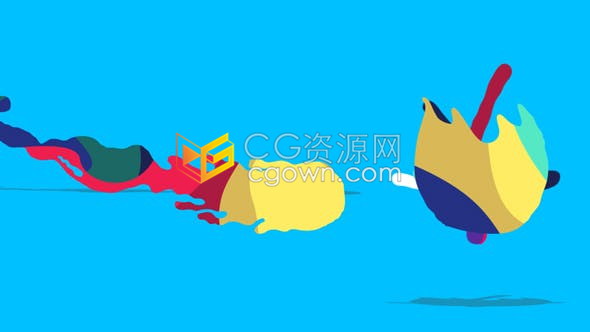 卡通彩色鱼流动的FX手绘MG图形动画LOGO演绎视频片头-AE模板下载