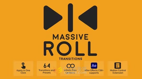 Massive Roll Transitions AE脚本预设包64种滚动移动特效视频转场