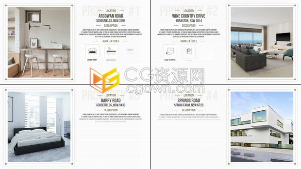 家居设计房地产介绍酒店宣传视频动画展示图片与介绍文字效果-AE模板下载
