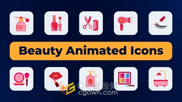 时尚美容美发美肤护理动画图标免费下载-AE模板