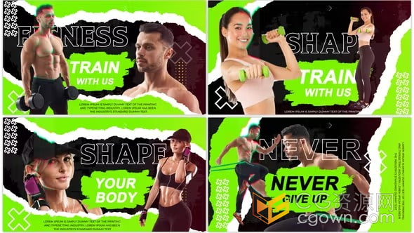 AE模板-故障风格健身宣传Glitch Fitness Promo