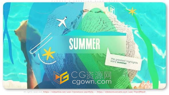 AE模板-暑假假期博客简介旅行社广告清爽图形动画视频片头