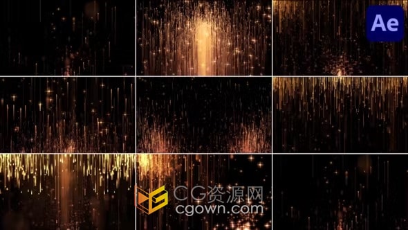 奢华金色粒子闪烁动画背景婚礼晚会奢侈品牌高档活动视频背景-AE模板