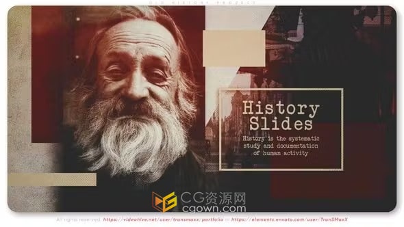 AE模板-复古效果历史时间轴视频悲伤战争纪录片