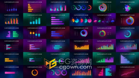 AE模板-公司业??务图表创意数据统计Moonlight infographics