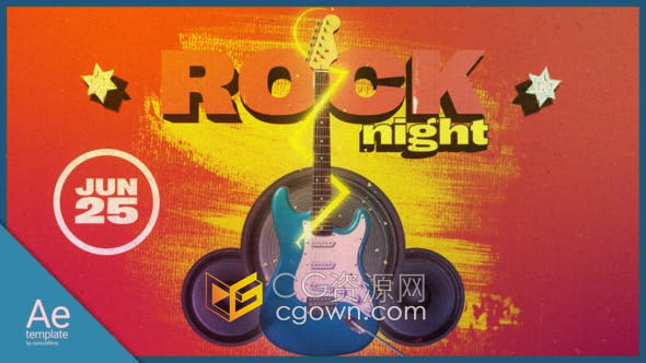 AE模板-摇滚音乐节巨星音乐相关活动宣传介绍复古风格视频