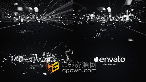 AE模板-数字像素化故障汇聚动画高科技LOGO视频片头