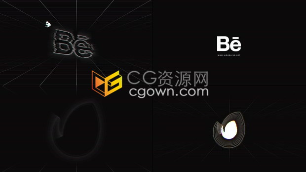 现代故障网格线条透视数字失真LOGORGB分割动画视频片头-AE模板下载