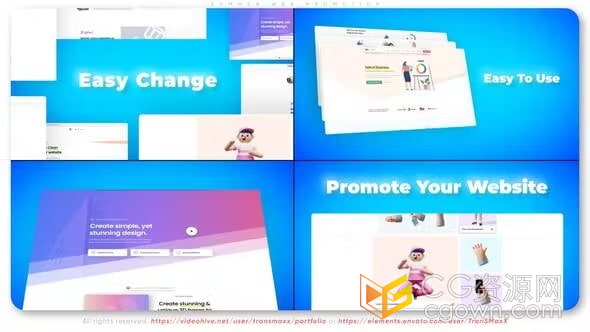 AE模板-清新的夏日风格网站开发介绍推广网络宣传视频