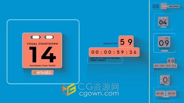 6个倒计时工具包数字倒数动画-AE模板