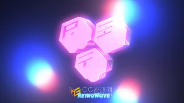 AE模板-漂浮光球3D像素化复古霓虹灯运动轨迹VHS标志