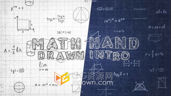 AE模板-手绘风格图形元素定格动画简介数学宣传片头视频