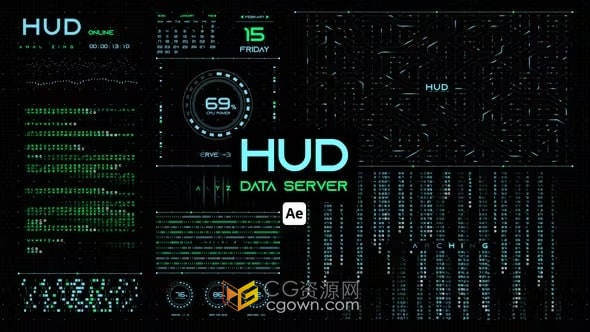 AE与PR模板-HUD数据服务器计算机高科技信息安全界面背景