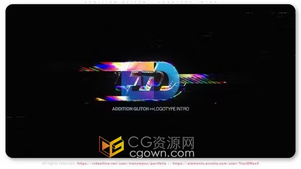 像素故障信号损坏VHS噪音风格Glitch徽标动画-AE模板