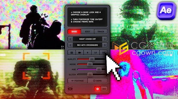 AE脚本TinyTapes Surveillance生成复古监控画面视觉效果