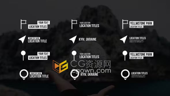 AE模板-定位位置标记图标地点标注4K标题动画Location Titles